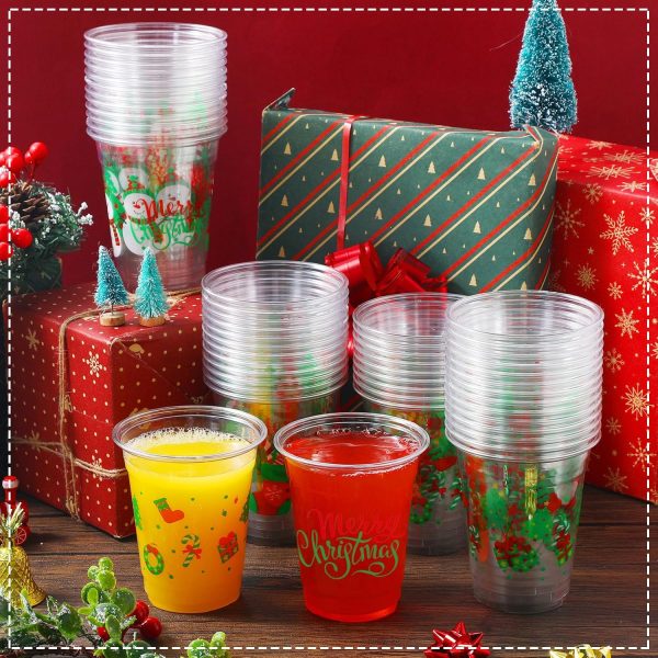 Yaomiao Christmas Plastic Cups 12 oz Disposable Party Cups-3