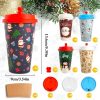 CUPLOOV Retro Christmas Cups Leak Proof Disposable Party-3