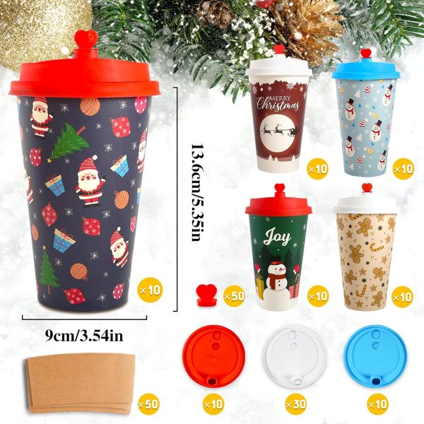 CUPLOOV Retro Christmas Cups Leak Proof Disposable Party-3