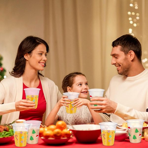 Yaomiao Christmas Plastic Cups Disposable Party Drinkware-5