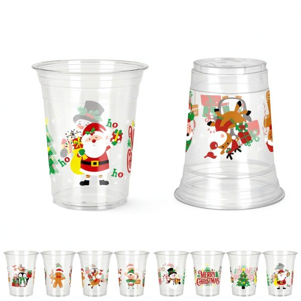 QZYL Christmas Plastic Cups 14oz Disposable Party Supplies-2