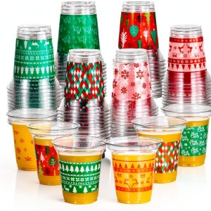 Atonofun Christmas Cups Clear Disposable Party Home-0