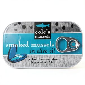 Coles Smoked Mussels Canned Seafood Olive Oil Lemon Garlic-0