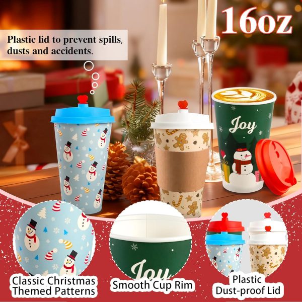 CUPLOOV Retro Christmas Cups Leak Proof Disposable Party-2