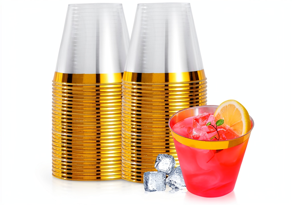 VajilaPhil gold party cups displayed on a festive table setting