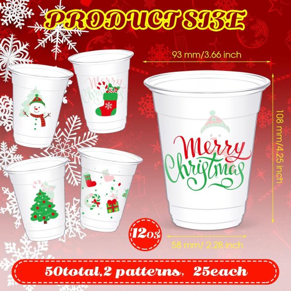 Yaomiao Christmas Plastic Cups 12 oz Disposable Party Cups-1
