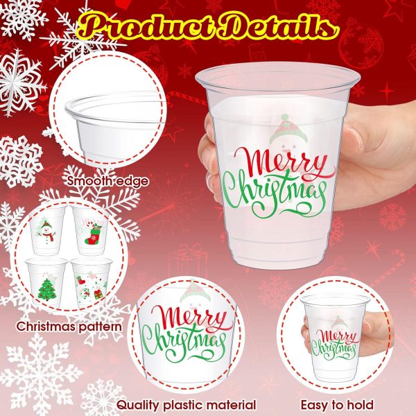 Yaomiao Christmas Plastic Cups 12 oz Disposable Party Cups-2