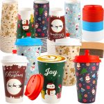 CUPLOOV Retro Christmas Cups Leak Proof Disposable Party-0
