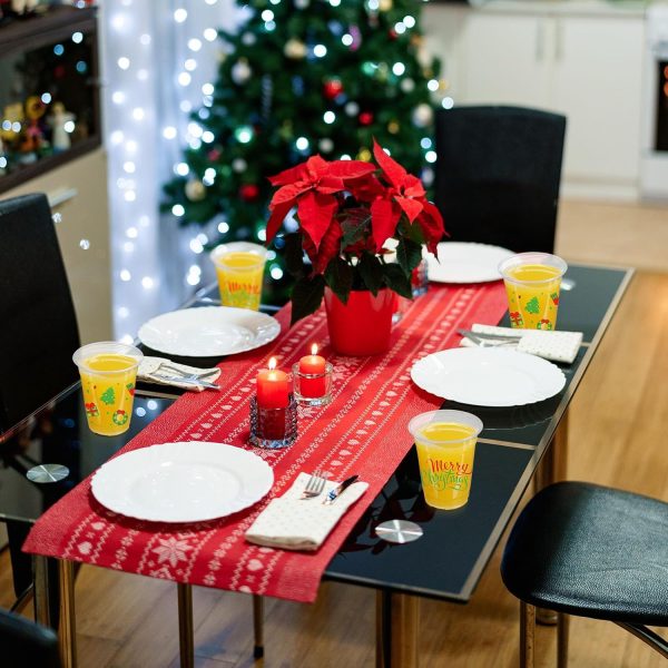 Yaomiao Christmas Plastic Cups 12 oz Disposable Party Cups-4
