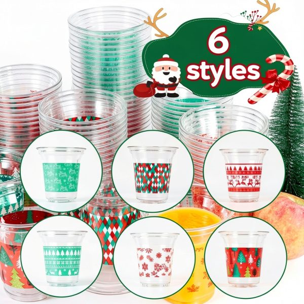 Atonofun Christmas Cups Clear Disposable Party Home-1