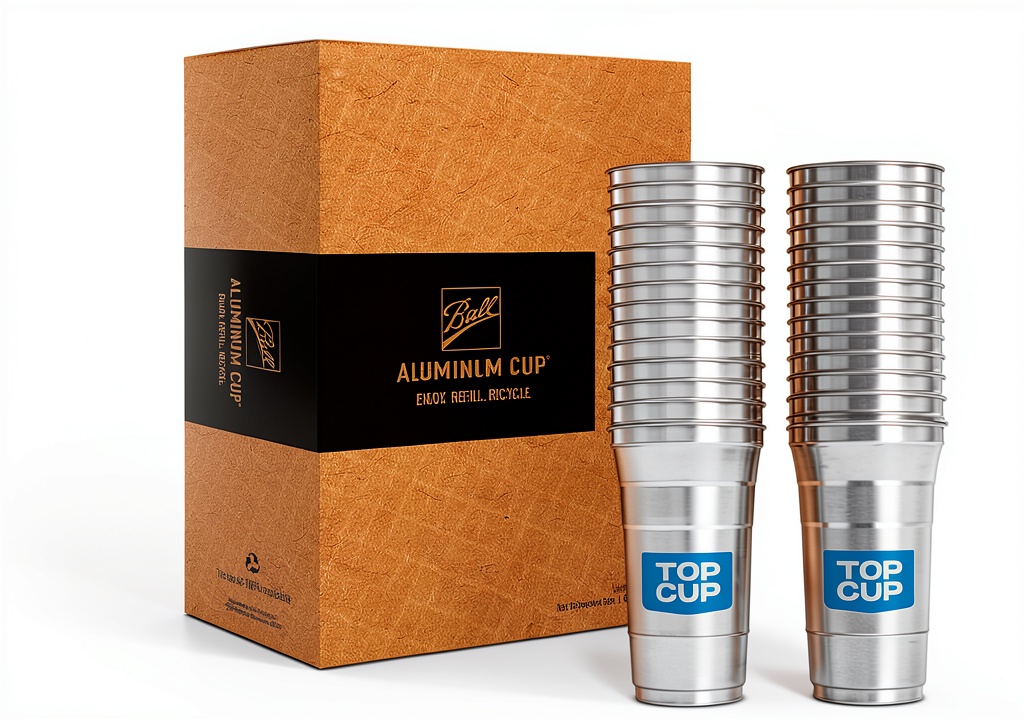 Top Cup aluminum cups in use at a party setting