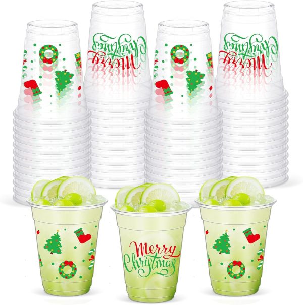 Yaomiao Christmas Plastic Cups 12 oz Disposable Party Cups-0