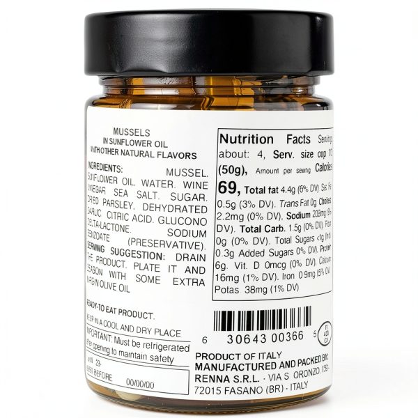 Renna Mussels Sunflower Oil Preserved Gourmet Seafood-1