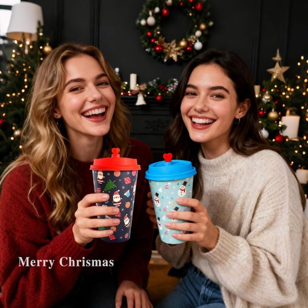 CUPLOOV Retro Christmas Cups Leak Proof Disposable Party-6