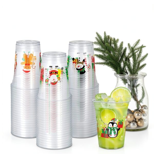 QZYL Christmas Plastic Cups 14oz Disposable Party Supplies-4