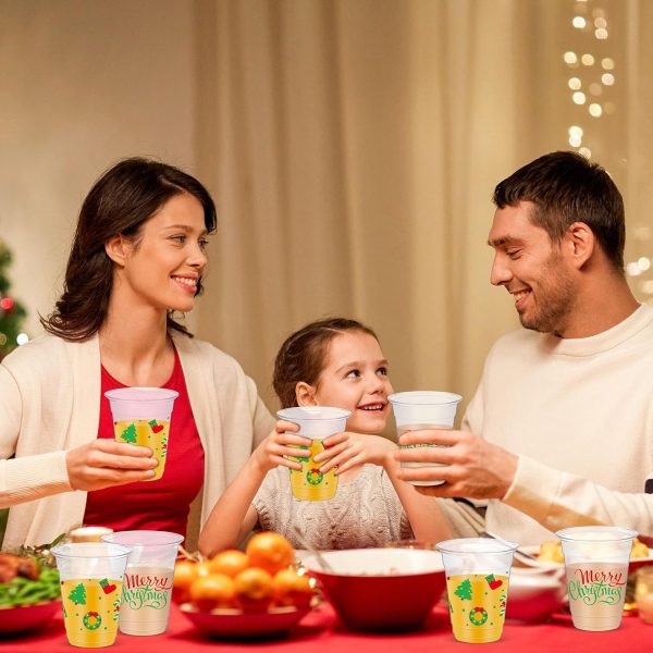 Yaomiao Christmas Plastic Cups 12 oz Disposable Party Cups-5
