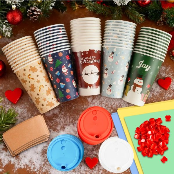 CUPLOOV Retro Christmas Cups Leak Proof Disposable Party-1