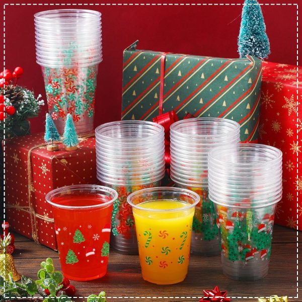 Yaomiao Christmas Plastic Cups Disposable Party Drinkware-3