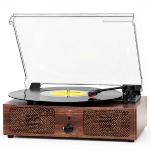 Mersoco Wooden Vinyl Player with Built-in Speakers-0