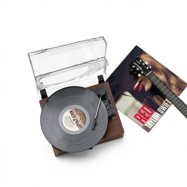 Mersoco Wooden Vinyl Player with Built-in Speakers-3