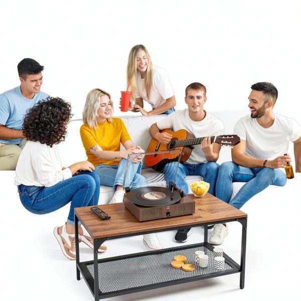 Mersoco Wooden Vinyl Player with Built-in Speakers-7