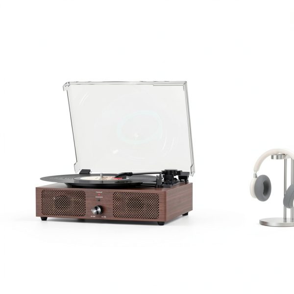 Mersoco Wooden Vinyl Player with Built-in Speakers-6