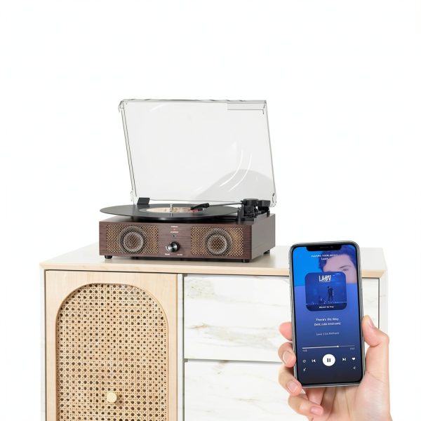 Mersoco Wooden Vinyl Player with Built-in Speakers-4