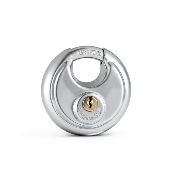 Keyed Alike Discus Padlocks,Stainless Steel Disc Padlock with Same Key for Storage Unit, Sheds, Garages and Trailer，4 Pack-1