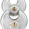 Keyed Alike Discus Padlocks,Stainless Steel Disc Padlock with Same Key for Storage Unit, Sheds, Garages and Trailer，4 Pack-0