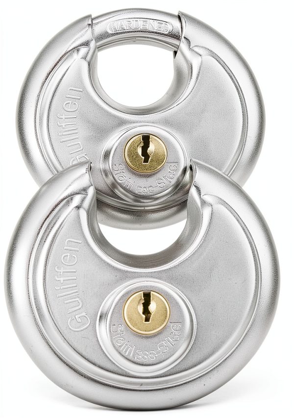 Keyed Alike Discus Padlocks,Stainless Steel Disc Padlock with Same Key for Storage Unit, Sheds, Garages and Trailer，4 Pack-0