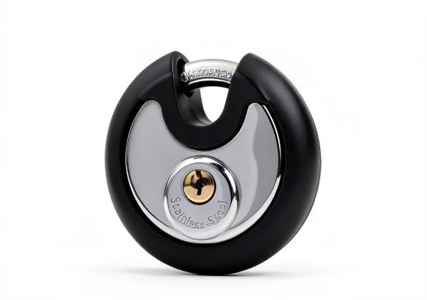 DAYGOS Padlock 3/8-Inch Shackle Steel Disc Lock with Rubber Bumper-2