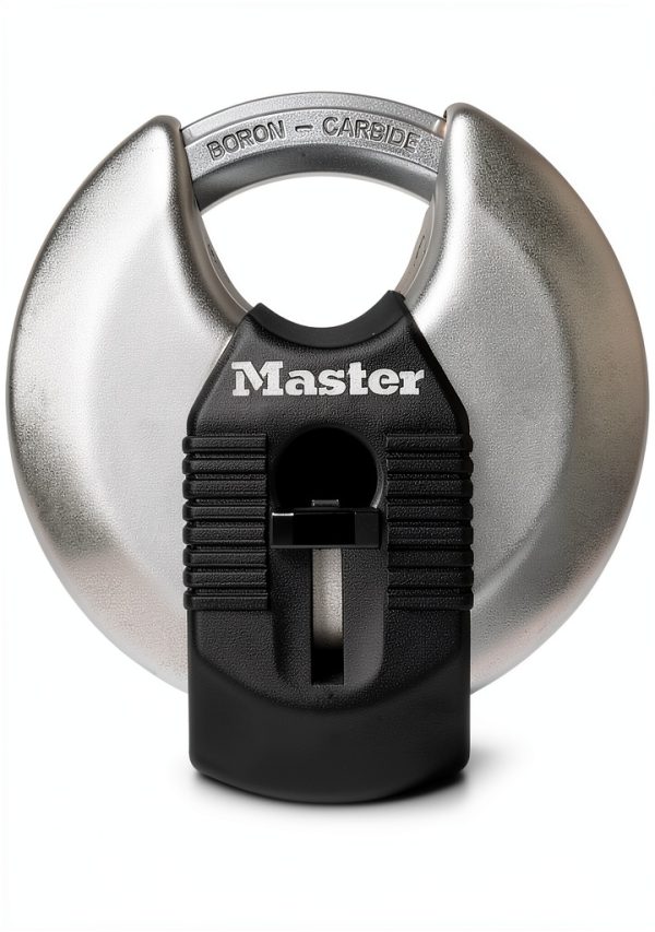 Master Lock Magnum Heavy-Duty Stainless-Steel Discus Padlock with Keys, Keyed Alike Heavy Duty Storage Lock for Indoor or Outdoor Use, M40XKAD-1