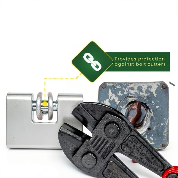 Britanium® BRP74 [Armoured] High Security Padlock - [Anti Drill Cylinder] - Heavy Duty Lock for Storage Unit with 0.67” Shackle Clearance, Motorbike, Shed & Garage Silver-3