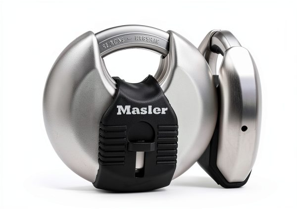 Master Lock Magnum Heavy-Duty Stainless-Steel Discus Padlock with Keys, Keyed Alike Heavy Duty Storage Lock for Indoor or Outdoor Use, M40XKAD-5