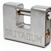 Britanium® BRP74 [Armoured] High Security Padlock - [Anti Drill Cylinder] - Heavy Duty Lock for Storage Unit with 0.67” Shackle Clearance, Motorbike, Shed & Garage Silver-1