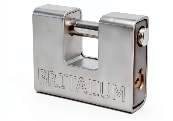 Britanium® BRP74 [Armoured] High Security Padlock - [Anti Drill Cylinder] - Heavy Duty Lock for Storage Unit with 0.67” Shackle Clearance, Motorbike, Shed & Garage Silver-1