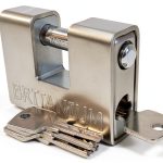 Britanium® BRP74 [Armoured] High Security Padlock - [Anti Drill Cylinder] - Heavy Duty Lock for Storage Unit with 0.67” Shackle Clearance, Motorbike, Shed & Garage Silver-0
