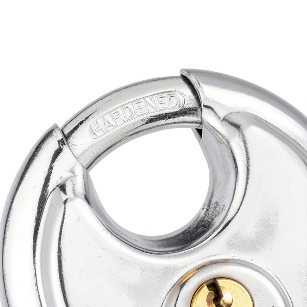 Keyed Alike Discus Padlocks,Stainless Steel Disc Padlock with Same Key for Storage Unit, Sheds, Garages and Trailer，4 Pack-4