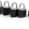 Master Lock Black Outdoor Key Lock, Standard Weather Resistant Padlock with Cover, Keyed Alike Padlocks for Lockers, Fences, Sheds, or Other Equipment, 4 Pack, 131Q-3