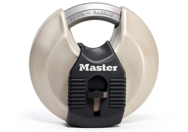 Master Lock Magnum Heavy-Duty Stainless-Steel Discus Padlock with Keys, Keyed Alike Heavy Duty Storage Lock for Indoor or Outdoor Use, M40XKAD-0