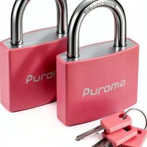 Puroma Keyed Padlock 2 Pack Pink Aluminum Locks with 3 Keys Alike for-0