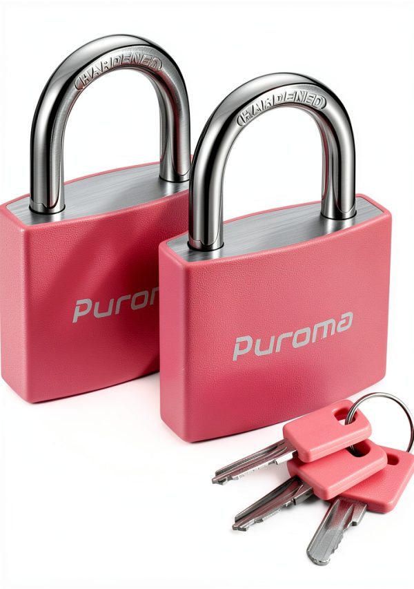 Puroma Keyed Padlock 2 Pack Pink Aluminum Locks with 3 Keys Alike for-0